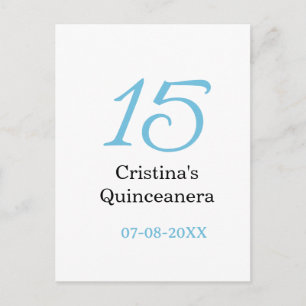 15e quinceanera verjaardag blauw zwart vet letter briefkaart