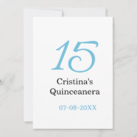 15e quinceanera verjaardag blauw zwart vet letter 