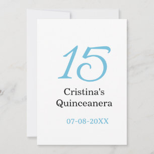 15e quinceanera verjaardag blauw zwart vet letter  kaart