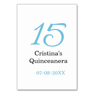 15e quinceanera verjaardag blauw zwart vet letter  kaart