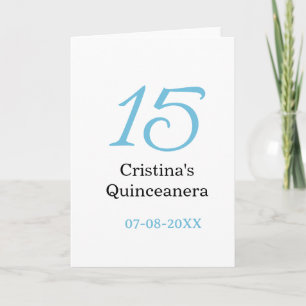 15e quinceanera verjaardag blauw zwart vet letter kaart