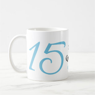 15e quinceanera verjaardag blauw zwart vet letter koffiemok