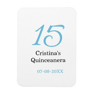 15e quinceanera verjaardag blauw zwart vet letter magneet