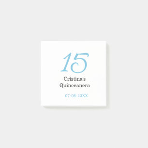 15e quinceanera verjaardag blauw zwart vet letter  post-it® notes