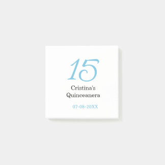 15e quinceanera verjaardag blauw zwart vet letter  post-it® notes