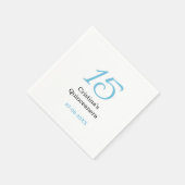15e quinceanera verjaardag blauw zwart vet letter  servet (Hoek)