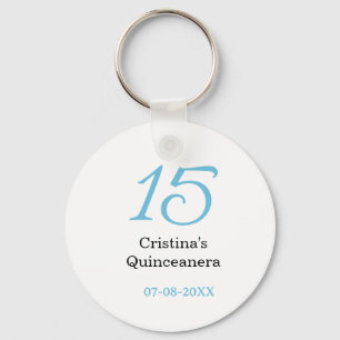 15e quinceanera verjaardag blauw zwart vet letter  sleutelhanger