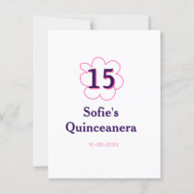 15e quinceanera verjaardag roze paarse datum