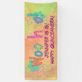 15e Quinceanera Verjaardagsnaam Gepersonaliseerde  Spandoek (Verticaal)