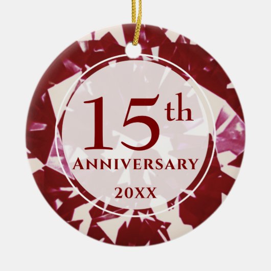 15e Ruby Jubileum Foto gepersonaliseerd Keramisch Ornament (Voorkant)