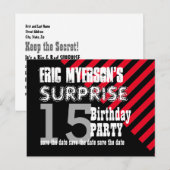 15e TEEN Surprise Verjaardag Save the Date A06 Aankondigingskaart (Voorkant / Achterkant)