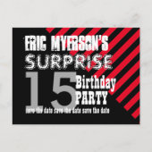 15e TEEN Surprise Verjaardag Save the Date A06 Aankondigingskaart (Voorkant)
