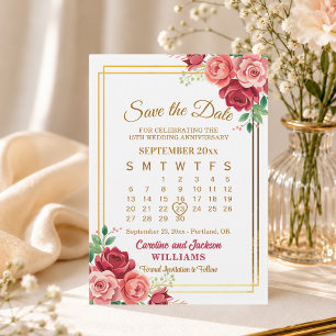 15e trouwdag gouden kader kalender save the date