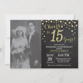 15e trouwdag krijtbord zwart en goud kaart (Voorkant)