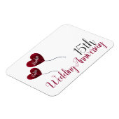 15e trouwdag rode hartballonnen magneet (Linkerzijde)