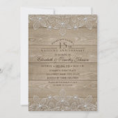 15e trouwdag Rustic hout Vintage kant Kaart (Voorkant)