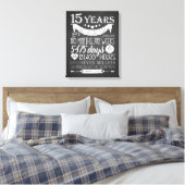 15e trouwdag, schoolbord, 15 jaar canvas afdruk (Insitu (Slaapkamer))
