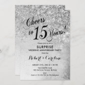 15e trouwdag verrassingsfeest - Zilver Kaart (Voorkant / Achterkant)