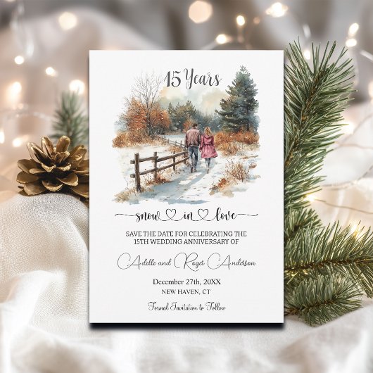 15e trouwdag Winterlandschap Romantisch Save The Date