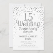 15e trouwdag - Zilver & Wit Kaart (Voorkant)
