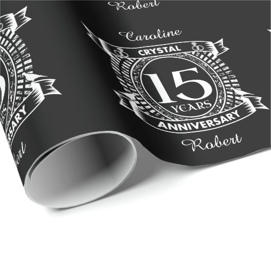 15e trouwdag zwart-wit cadeaupapier (Rol Hoek)