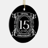 15e trouwdag zwart-wit keramisch ornament (Rechts)