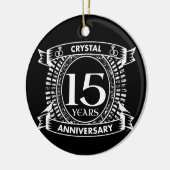 15e trouwdag zwart-wit keramisch ornament (Links)