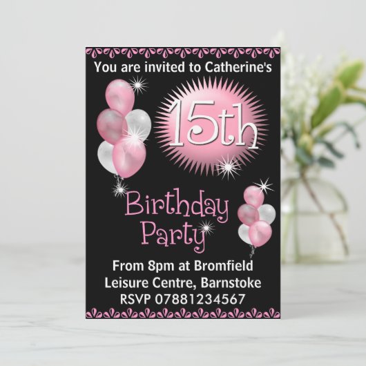 15e uitnodiging van de Birthday Party (Staand voorkant)