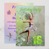 15e uitnodiging van de partij van Birthday (Voorkant / Achterkant)