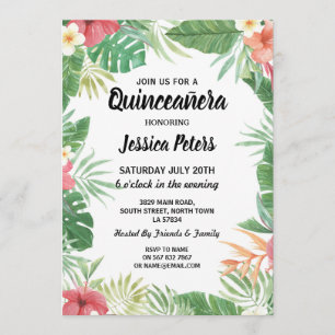15e van de Tropische Aloha Luau Quinceanera Partij Kaart