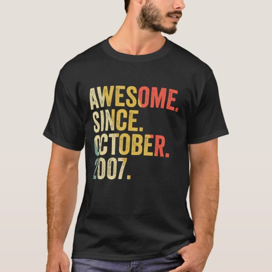 15e verjaardag 15 jaar oud Geweldige sinds oktober T-shirt (Voorkant)