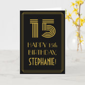 15e verjaardag: Art Deco geïnspireerd look "15" & Kaart (Gele Bloem)