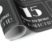 15e verjaardag - Art Deco Geïnspireerde look "15", Cadeaupapier (Rol Hoek)