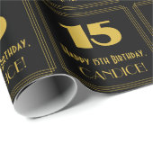 15e verjaardag - Art Deco geïnspireerde look "15" Cadeaupapier (Rol Hoek)