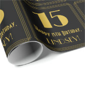 15e verjaardag ~ Art Deco Geïnspireerde look "15", Cadeaupapier (Rol Hoek)