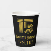 15e verjaardag: Art Deco Geïnspireerde look "15" e Papieren Bekers (Achterkant)