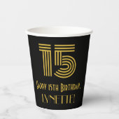 15e verjaardag: Art Deco Geïnspireerde look "15" e Papieren Bekers (Voorkant)