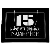 15e verjaardag ~ Art Deco geïnspireerde look "15"  Groot Cadeauzakje (Voorkant)