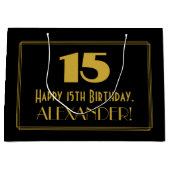 15e verjaardag — Art Deco geïnspireerde look "15"  Groot Cadeauzakje (Voorkant)