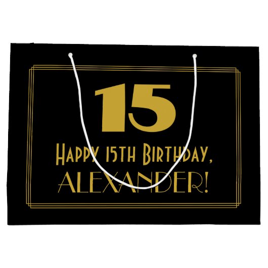 15e verjaardag — Art Deco geïnspireerde look "15"  Groot Cadeauzakje (Achterkant)