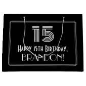 15e verjaardag — Art Deco geïnspireerde look "15"  Groot Cadeauzakje (Voorkant)