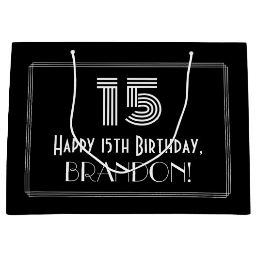 15e verjaardag — Art Deco geïnspireerde look "15"  Groot Cadeauzakje (Voorkant)