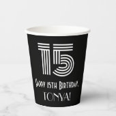 15e verjaardag — Art Deco Geïnspireerde look "15" Papieren Bekers (Voorkant)