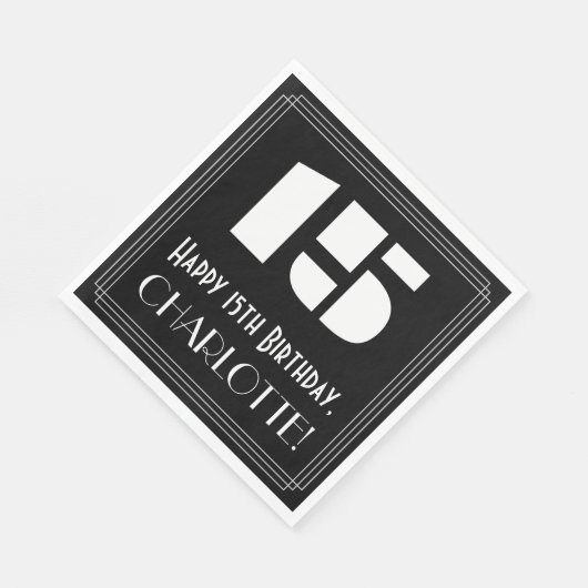 15e verjaardag: Art Deco Geïnspireerde look "15" + Servet (Hoek)
