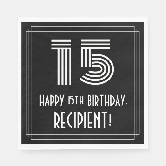 15e verjaardag: Art Deco Geïnspireerde look "15" + Servet (Voorkant)