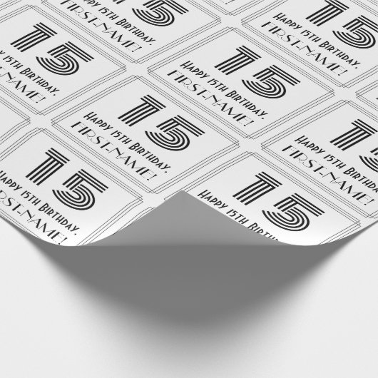15e verjaardag: Art Deco geïnspireerde stijl "15"  Cadeaupapier (Hoek)