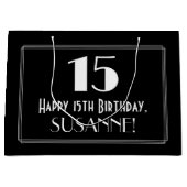 15e verjaardag: Art Deco Geïnspireerde stijl "15", Groot Cadeauzakje (Voorkant)