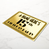 15e verjaardag: Art Deco Kijk "15" en naam Folie Uitnodiging (Gedraaid)