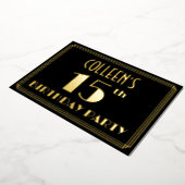 15e verjaardag: Art Deco Kijk "15", met naam Folie Uitnodiging (Gedraaid)