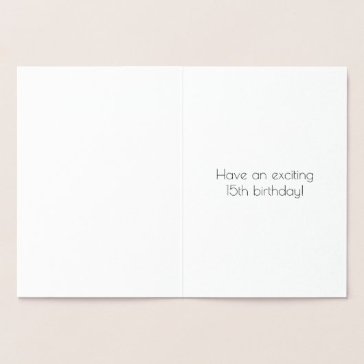 15e verjaardag ~ Art Deco stijl "15" & aangepaste Folie Kaarten (Binnen)